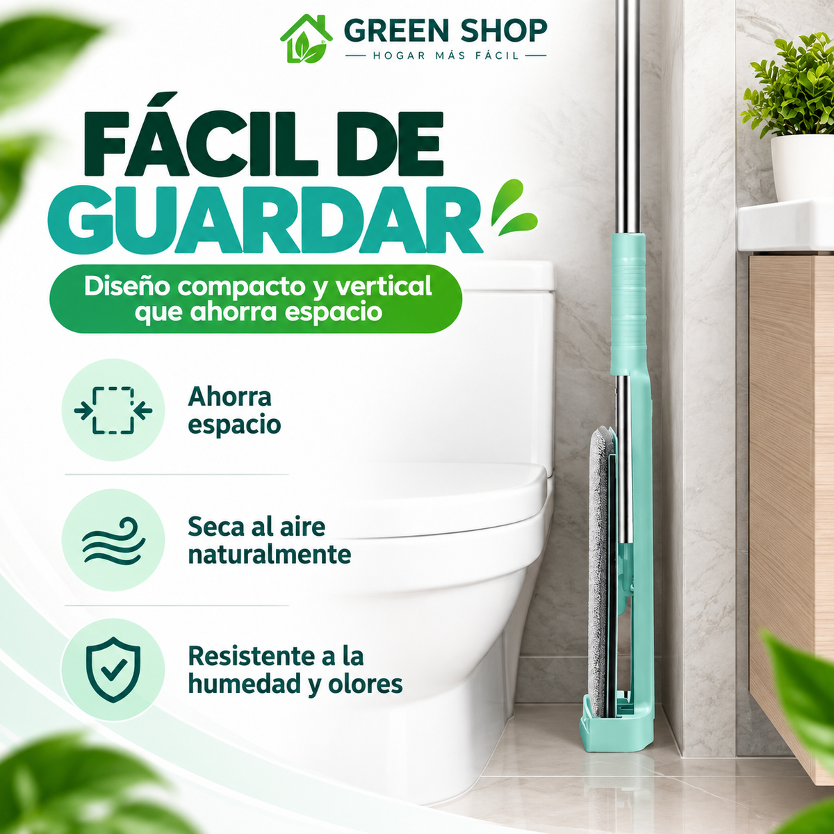 Mopa Plana Giratoria de Microfibra para Pisos y Rincones - imagen 2