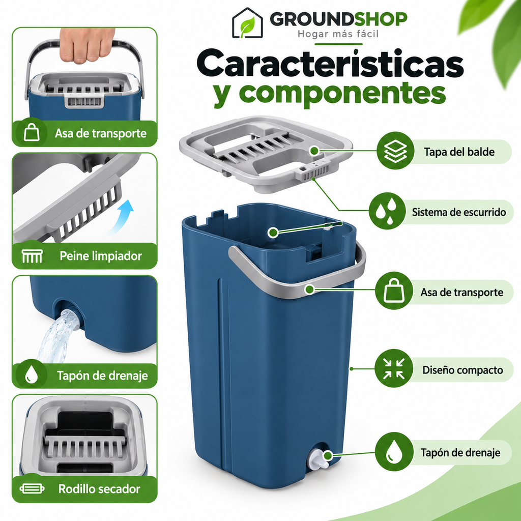 Mopa Giratoria 360° con Balde Autoescurrible - imagen 1