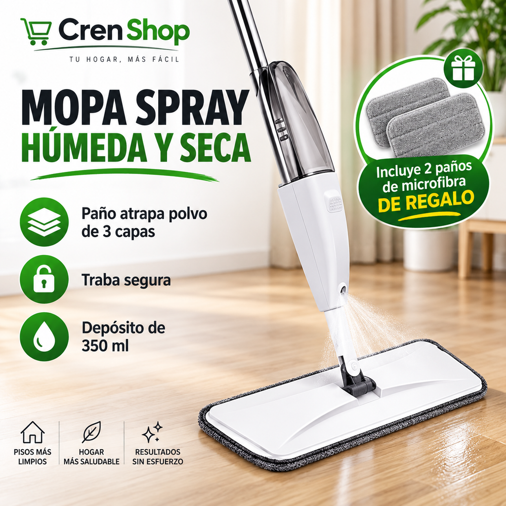 Mopa Plana Giratoria con Spray y Paños Reutilizables - imagen 6