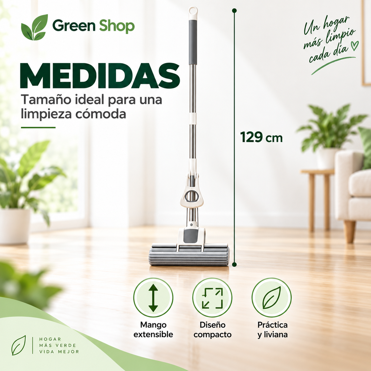 Mopa Autoescurrible con Rodillo y Cabezal Reemplazable - imagen 3