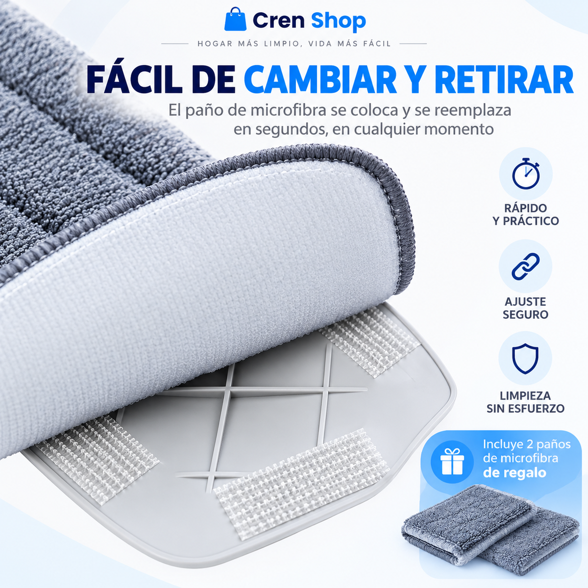 Mopa Plana Giratoria con Spray y Paños Reutilizables - imagen 4