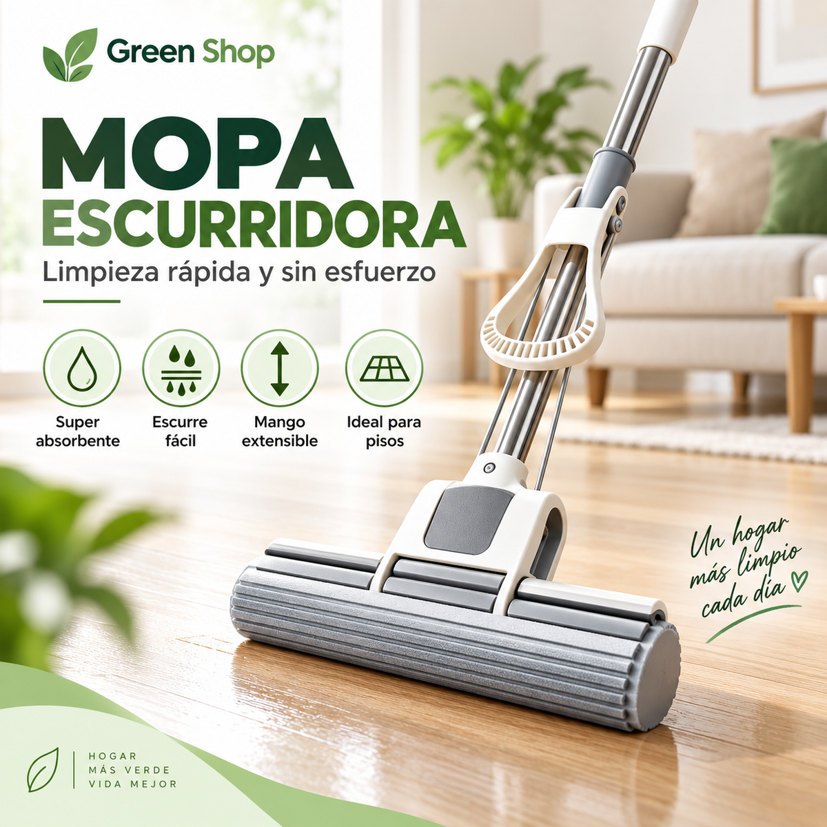 Mopa Autoescurrible con Rodillo y Cabezal Reemplazable - imagen 1