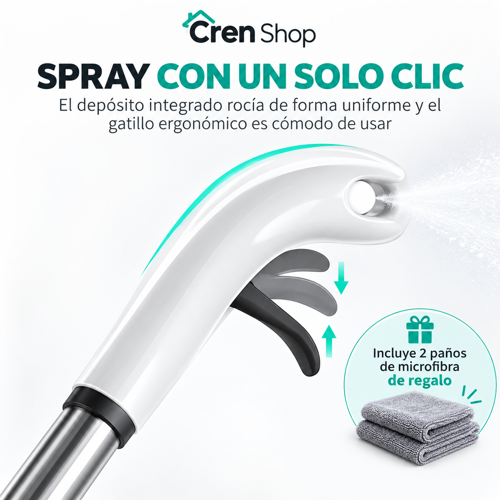 Mopa Plana Giratoria con Spray y Paños Reutilizables - imagen 1