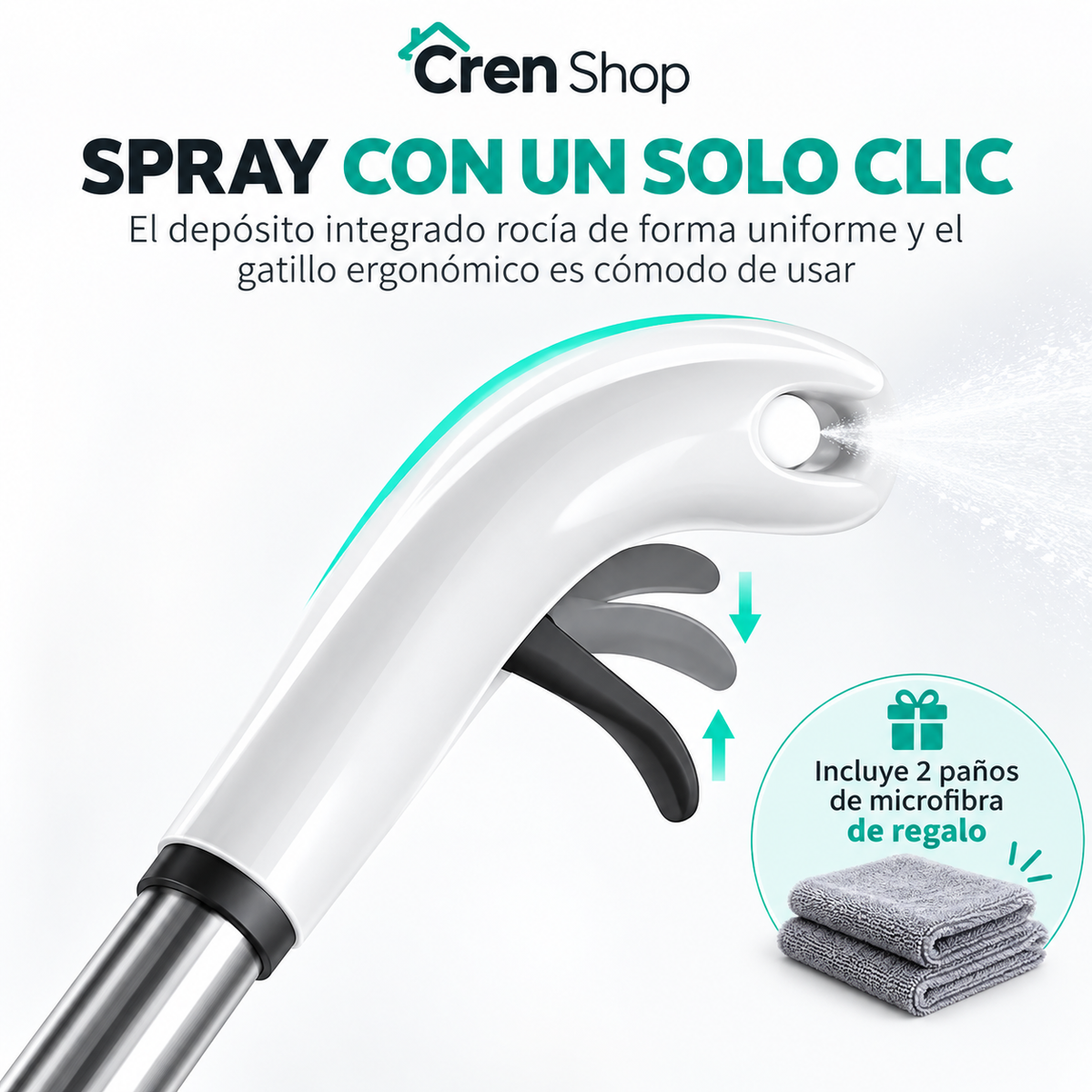 Mopa Plana Giratoria con Spray y Paños Reutilizables - imagen 1