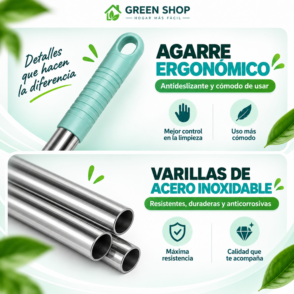 Mopa Plana Giratoria de Microfibra para Pisos y Rincones - imagen 4